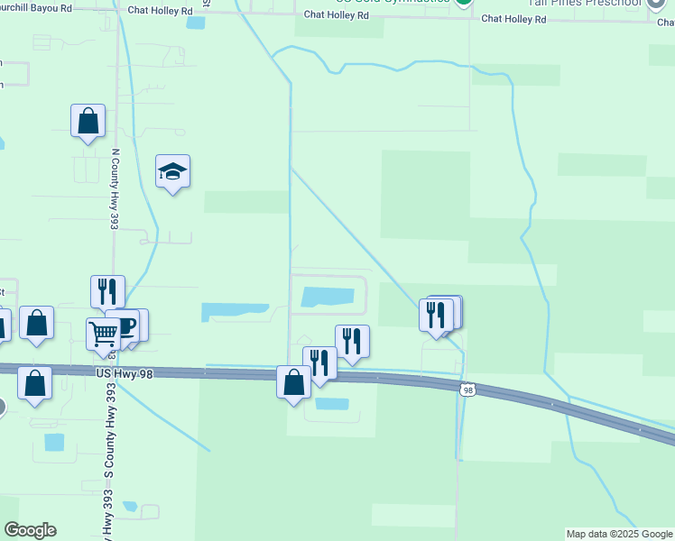 map of restaurants, bars, coffee shops, grocery stores, and more near 278 Veterans Road in Santa Rosa Beach