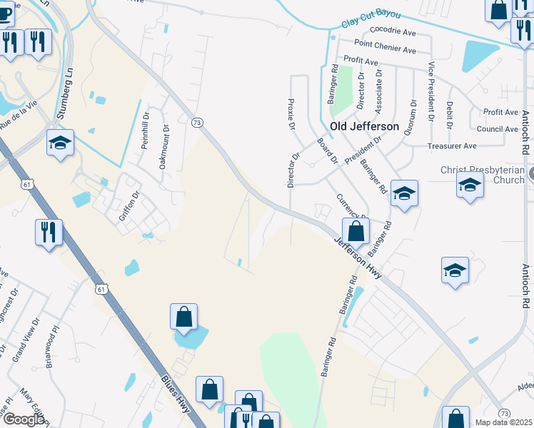 map of restaurants, bars, coffee shops, grocery stores, and more near 14918 Jefferson Highway in Baton Rouge