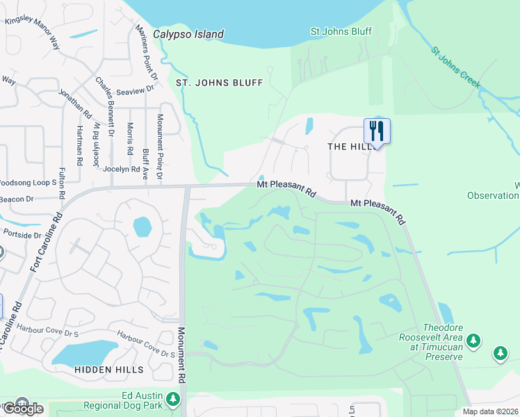 map of restaurants, bars, coffee shops, grocery stores, and more near 12494 Highview Drive in Jacksonville