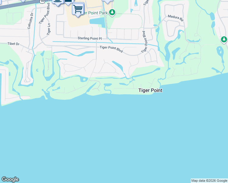 map of restaurants, bars, coffee shops, grocery stores, and more near 3927 West Madura Road in Gulf Breeze