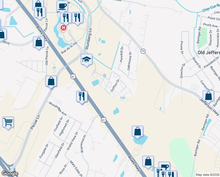 map of restaurants, bars, coffee shops, grocery stores, and more near Unnamed Road in Baton Rouge