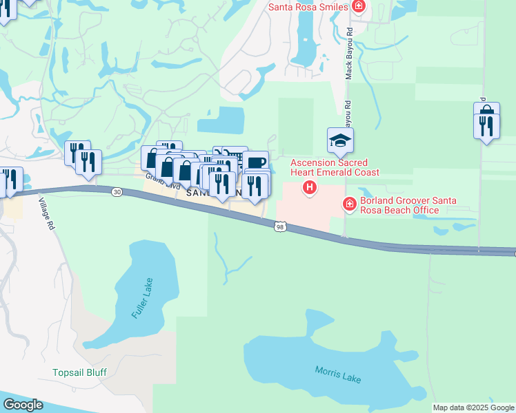 map of restaurants, bars, coffee shops, grocery stores, and more near 780 Grand Boulevard in Miramar Beach