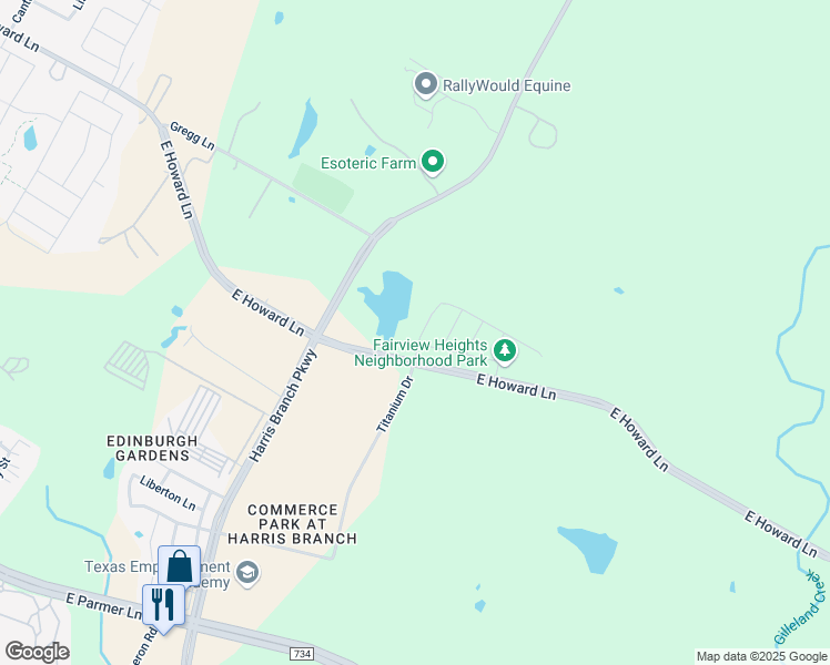 map of restaurants, bars, coffee shops, grocery stores, and more near 12500 Titanium Street in Manor