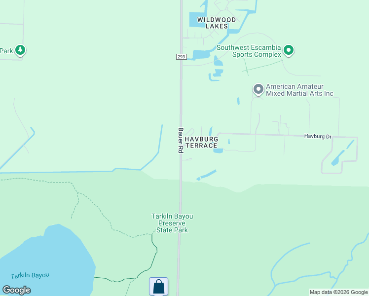 map of restaurants, bars, coffee shops, grocery stores, and more near 12295 Havburg Drive in Pensacola
