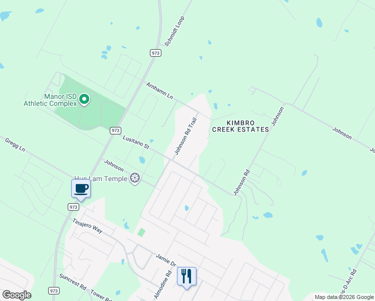 map of restaurants, bars, coffee shops, grocery stores, and more near 12004 Johnson Road in Manor