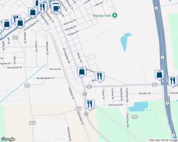 map of restaurants, bars, coffee shops, grocery stores, and more near 412 Lincoln Street in Navasota