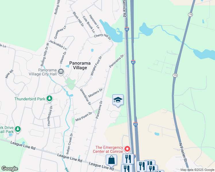 map of restaurants, bars, coffee shops, grocery stores, and more near 124 Bay Court in Panorama Village