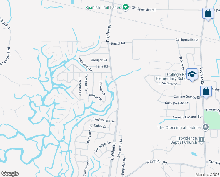 map of restaurants, bars, coffee shops, grocery stores, and more near 2529 Caravelle Cir in Gautier