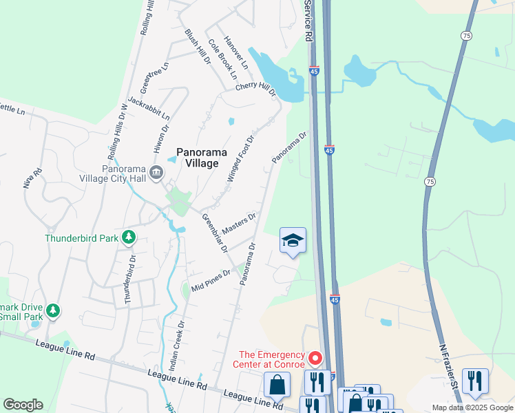 map of restaurants, bars, coffee shops, grocery stores, and more near 124 Bay Court in Panorama Village