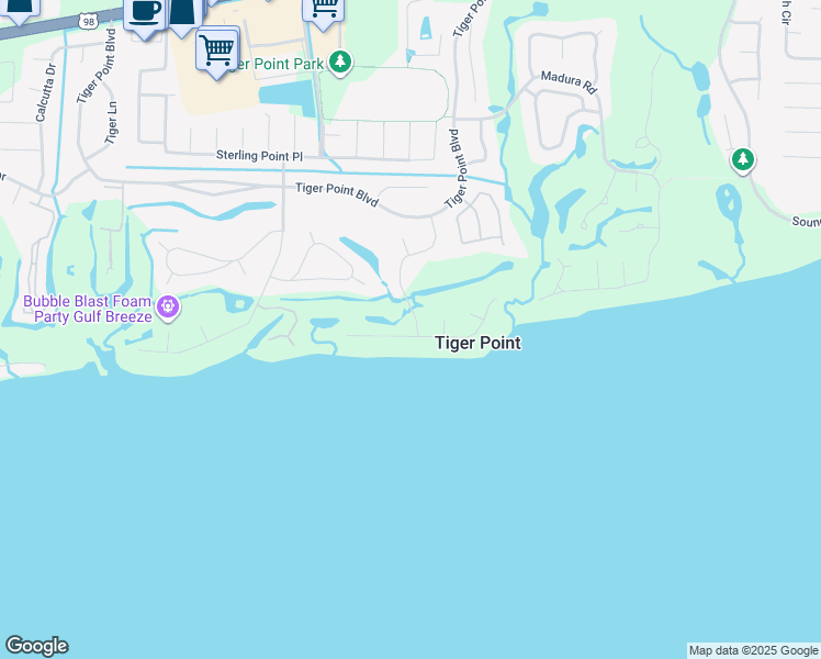 map of restaurants, bars, coffee shops, grocery stores, and more near 3974 West Madura Road in Gulf Breeze