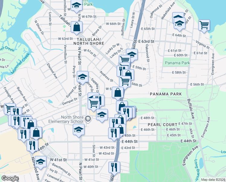 map of restaurants, bars, coffee shops, grocery stores, and more near 83 West 55th Street in Jacksonville