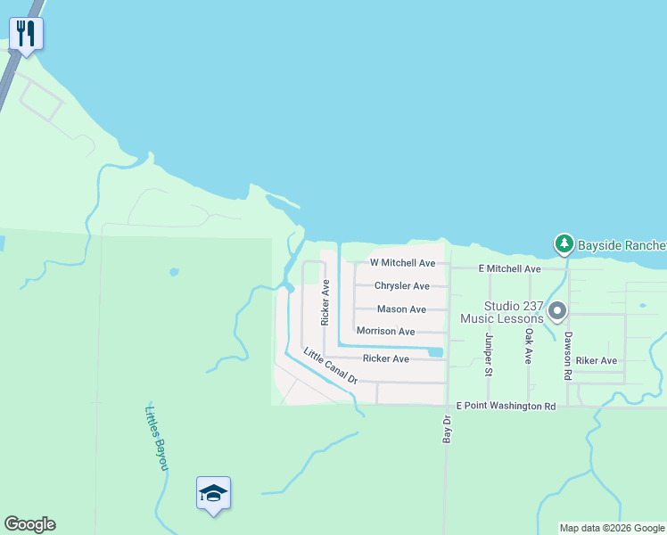 map of restaurants, bars, coffee shops, grocery stores, and more near 654 Ricker Avenue in Santa Rosa Beach