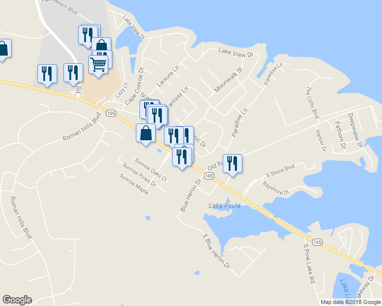 map of restaurants, bars, coffee shops, grocery stores, and more near 10535 Twin Circles Drive in Montgomery