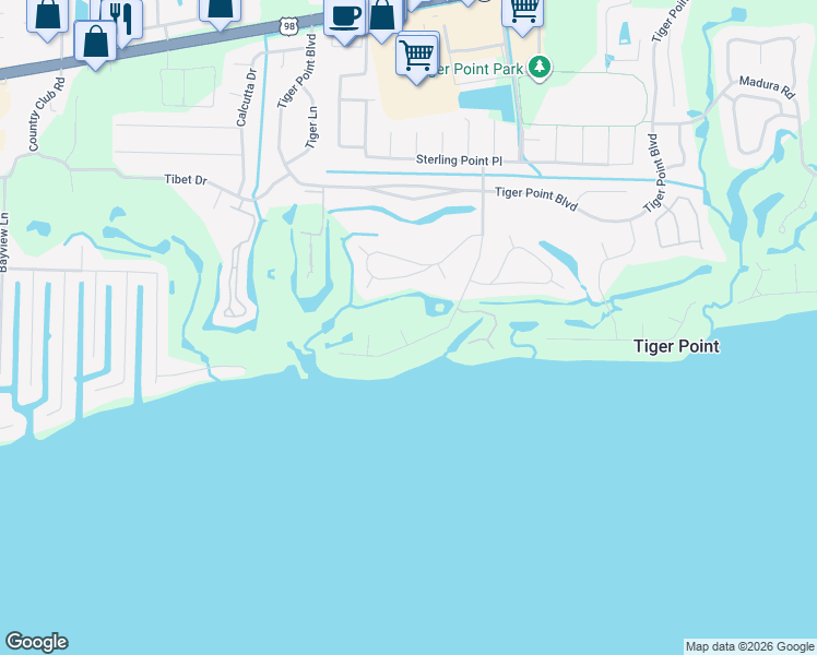 map of restaurants, bars, coffee shops, grocery stores, and more near 3728 Ceylon Cove in Gulf Breeze