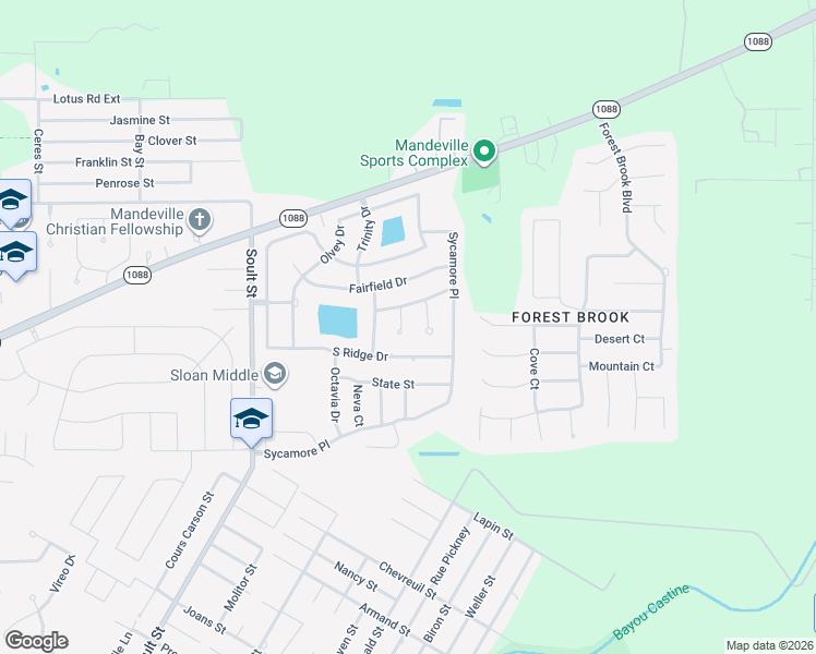 map of restaurants, bars, coffee shops, grocery stores, and more near 947 Richmond Court in Mandeville