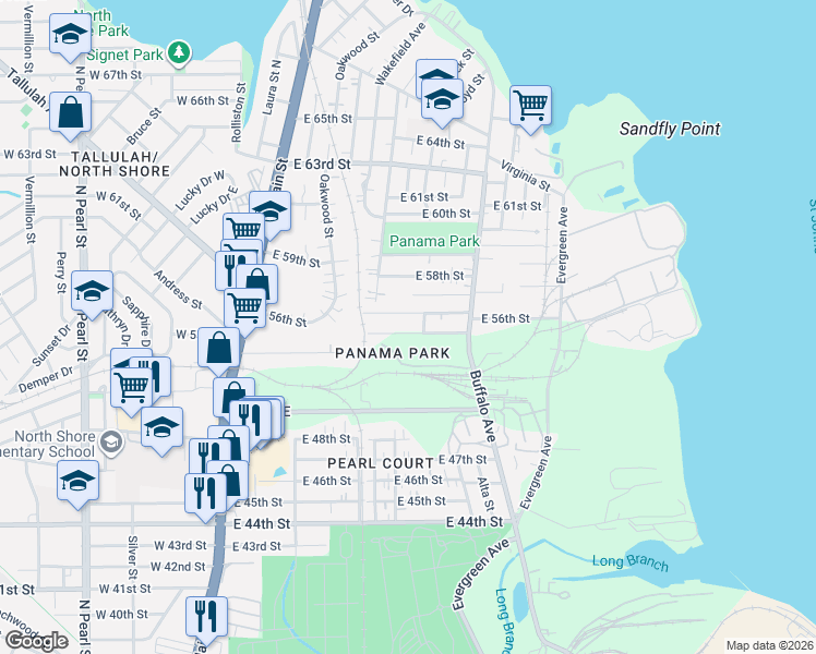 map of restaurants, bars, coffee shops, grocery stores, and more near 570 East 56th Street in Jacksonville