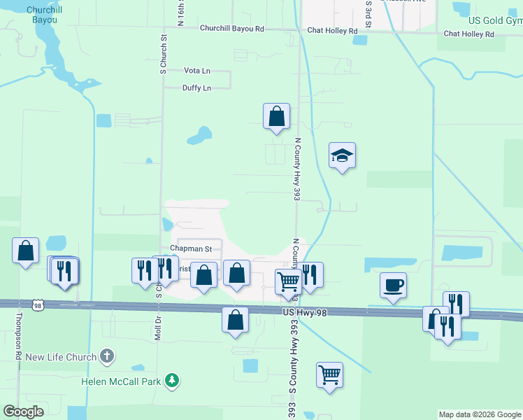 map of restaurants, bars, coffee shops, grocery stores, and more near 393 North County Highway 393 in Santa Rosa Beach