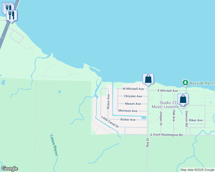 map of restaurants, bars, coffee shops, grocery stores, and more near 654 Ricker Avenue in Santa Rosa Beach