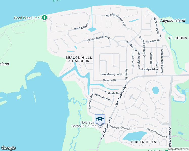 map of restaurants, bars, coffee shops, grocery stores, and more near 4425 Beacon Drive West in Jacksonville