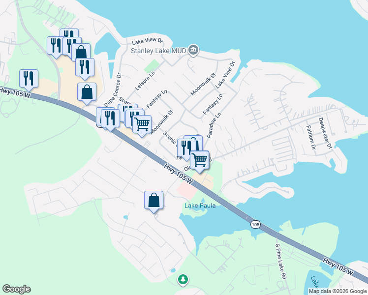 map of restaurants, bars, coffee shops, grocery stores, and more near 10478 Twin Circles Drive in Montgomery