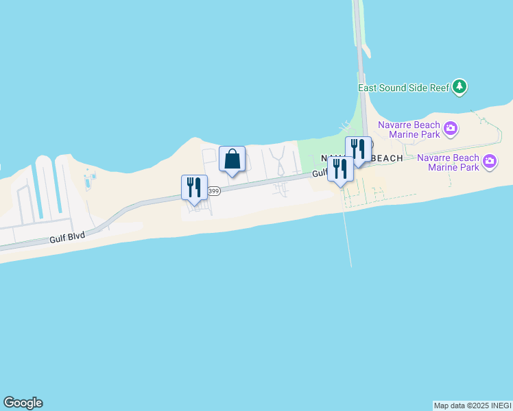 map of restaurants, bars, coffee shops, grocery stores, and more near 8459 Gulf Boulevard in Navarre