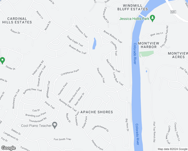 map of restaurants, bars, coffee shops, grocery stores, and more near 14310 Hunters Pass in Austin