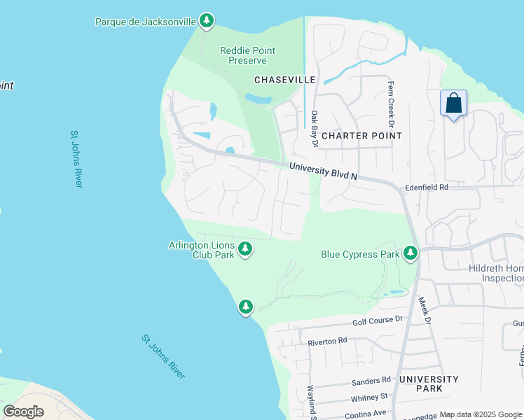 map of restaurants, bars, coffee shops, grocery stores, and more near 4569 Cape Elizabeth Court East in Jacksonville
