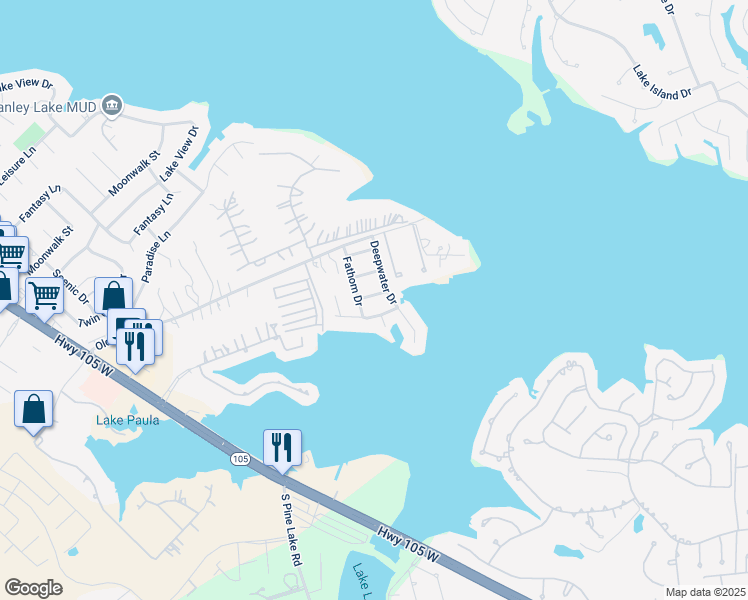 map of restaurants, bars, coffee shops, grocery stores, and more near 17411 Waterview Drive in Montgomery