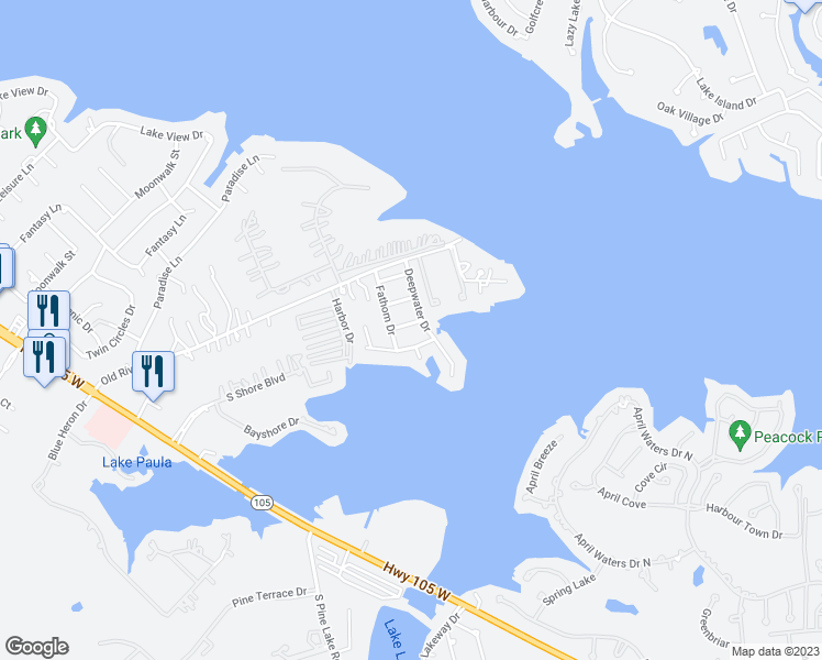 map of restaurants, bars, coffee shops, grocery stores, and more near 17419 Waterview Drive in Montgomery