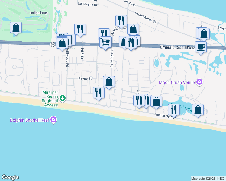 map of restaurants, bars, coffee shops, grocery stores, and more near 20 Saint Francis Drive in Destin