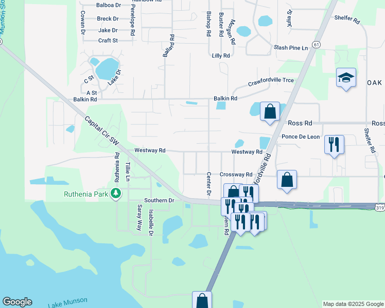 map of restaurants, bars, coffee shops, grocery stores, and more near 4704 Oleander Drive in Tallahassee