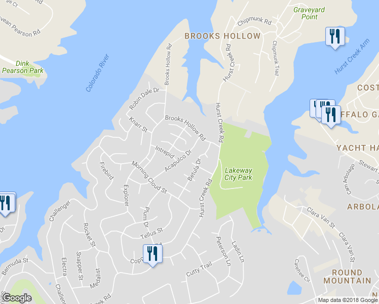 map of restaurants, bars, coffee shops, grocery stores, and more near 144 Acapulco Drive in Austin