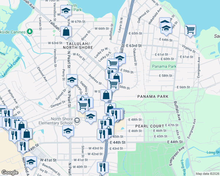 map of restaurants, bars, coffee shops, grocery stores, and more near 6522 N Main St in Jacksonville