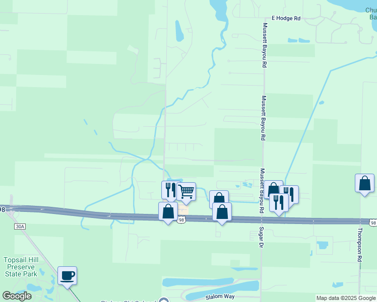 map of restaurants, bars, coffee shops, grocery stores, and more near 39 Myrtle Oak Way in Santa Rosa Beach