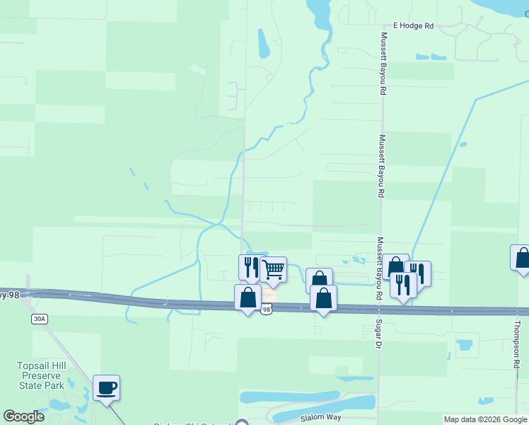 map of restaurants, bars, coffee shops, grocery stores, and more near 39 Horn Beam Way in Santa Rosa Beach