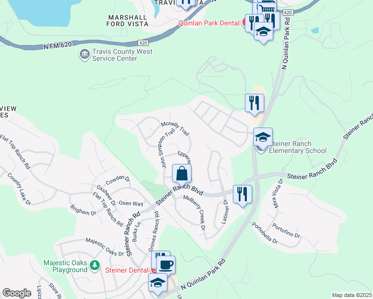 map of restaurants, bars, coffee shops, grocery stores, and more near 3801 Standfield Court in Austin