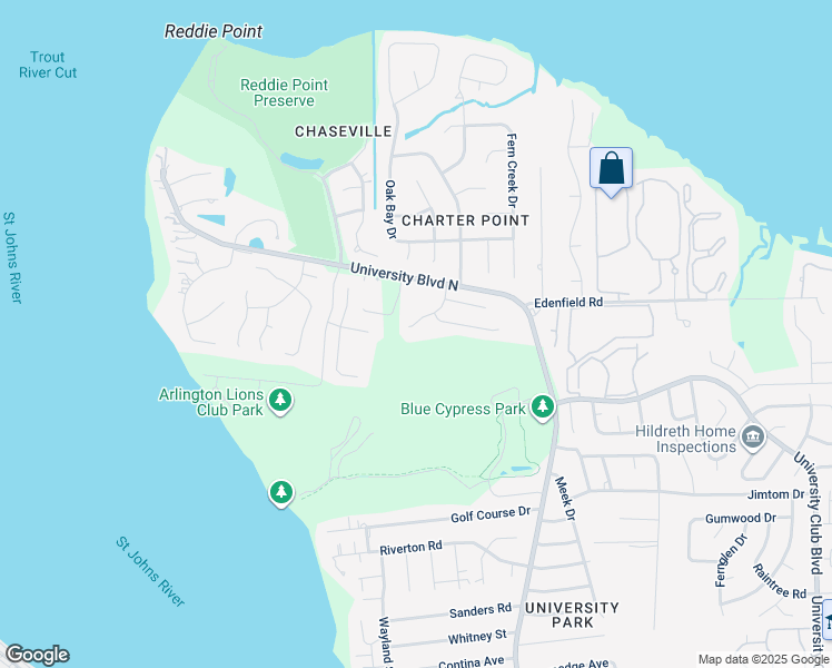 map of restaurants, bars, coffee shops, grocery stores, and more near 4226 Emerald Bay Drive in Jacksonville