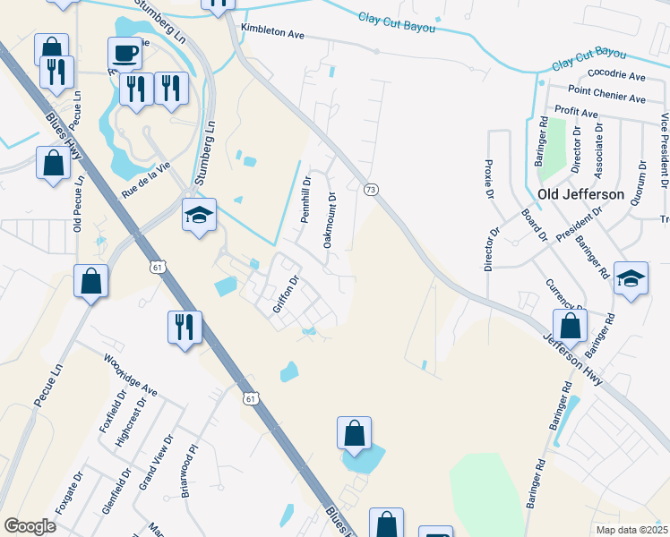 map of restaurants, bars, coffee shops, grocery stores, and more near 14123 Pinehurst Avenue in Baton Rouge