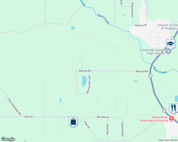 map of restaurants, bars, coffee shops, grocery stores, and more near 37250 Murray Road in Pearl River