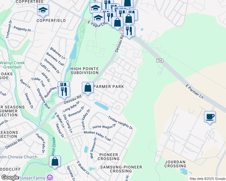 map of restaurants, bars, coffee shops, grocery stores, and more near in Austin