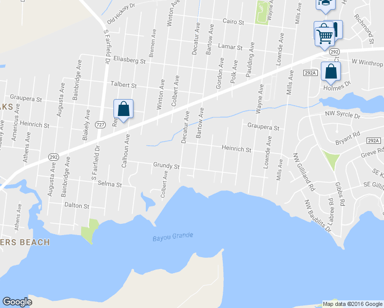 map of restaurants, bars, coffee shops, grocery stores, and more near 511 Bartow Avenue in Pensacola