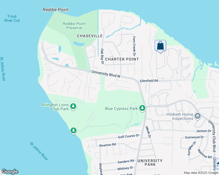 map of restaurants, bars, coffee shops, grocery stores, and more near 4226 Emerald Bay Drive in Jacksonville