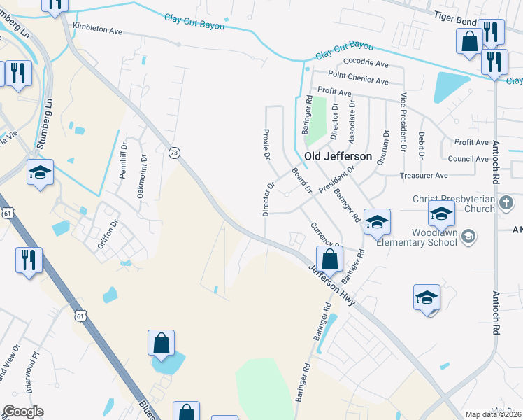 map of restaurants, bars, coffee shops, grocery stores, and more near 7915 Director Drive in Baton Rouge
