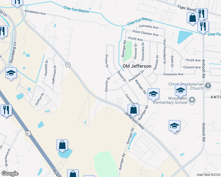 map of restaurants, bars, coffee shops, grocery stores, and more near 7915 Director Drive in Baton Rouge