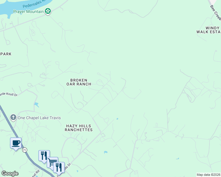 map of restaurants, bars, coffee shops, grocery stores, and more near 3300 Tabletop Mountain Drive in Spicewood