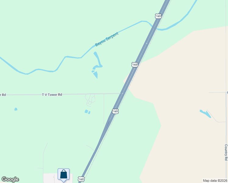 map of restaurants, bars, coffee shops, grocery stores, and more near U.S. 165 in Kinder