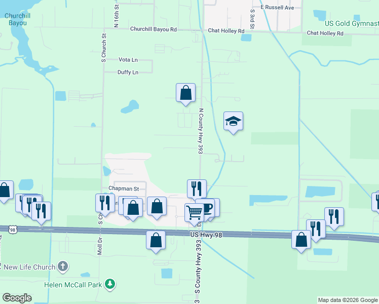 map of restaurants, bars, coffee shops, grocery stores, and more near 393 North County Highway 393 in Santa Rosa Beach