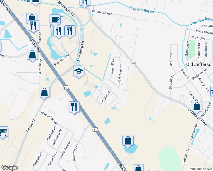 map of restaurants, bars, coffee shops, grocery stores, and more near 14062 Pinehurst Avenue in Baton Rouge