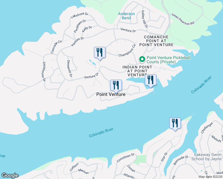 map of restaurants, bars, coffee shops, grocery stores, and more near in Point Venture