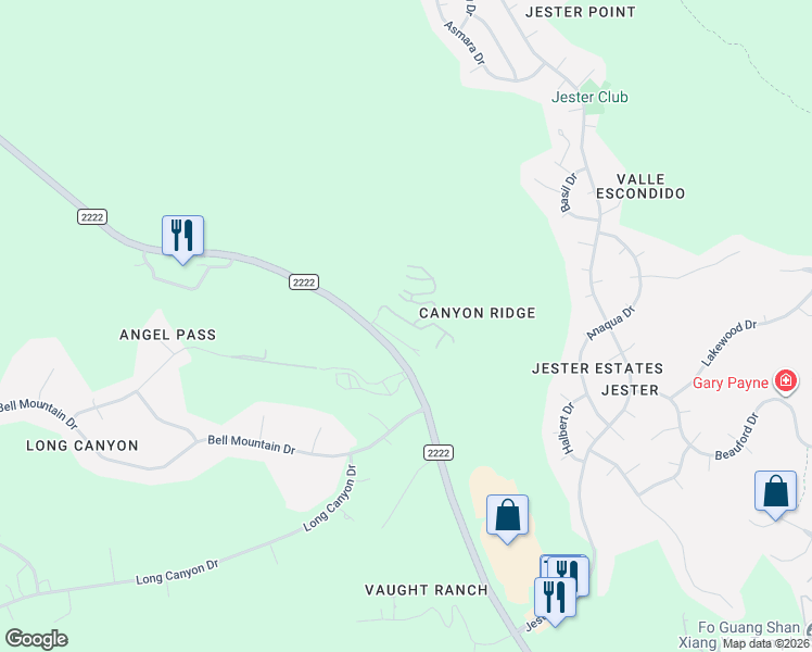 map of restaurants, bars, coffee shops, grocery stores, and more near 7910 Ranch Road 2222 in Austin